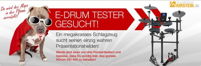 Bild: E-Drum-Tester gesucht! Jetzt bewerben. Video drehen. E-Drum-Set gewinnen!
