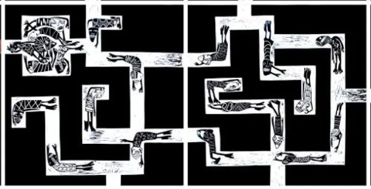 Bild: Ein Labyrinth ohne Ausgang? Moisés Yagües zeigt uns die harte Realität der Geflüchteten.