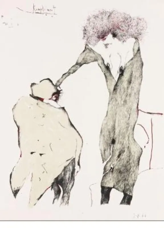 Horst Janssen, Kompliment. 1965. Farblithografie, 76,5 x 64,5 cm
