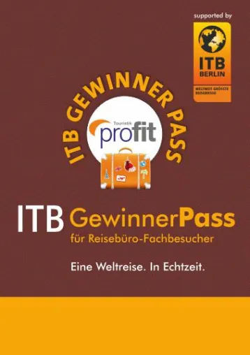 Touristik pro fit legt den ITB-GewinnerPass wieder auf Bild: Touristik pro fit legt den ITB-GewinnerPass wieder auf