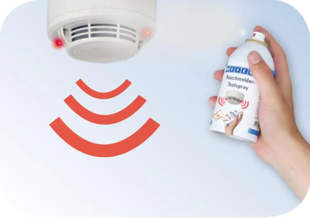 WEICON Rauchmelder-Testspray bei der Anwendung