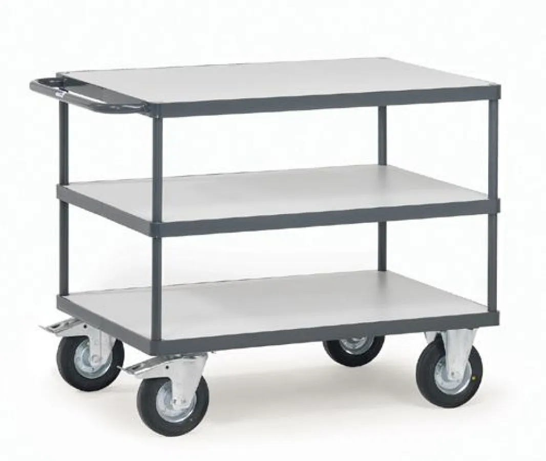 ESD-Tischwagen von fetra zum sicheren Transport von Elektronik in Produktion und Lager