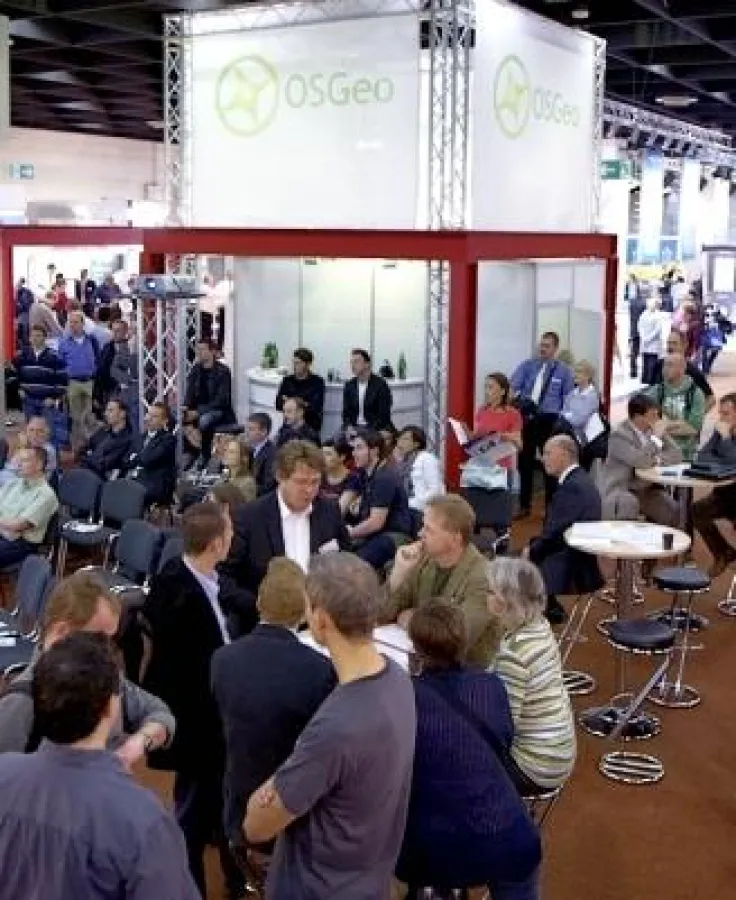 Am OSGeo Park auf der INTERGEO 2011 beteiligen sich bereits jetzt mehr Unternehmen als 2010 (Bild: HINTE GmbH)