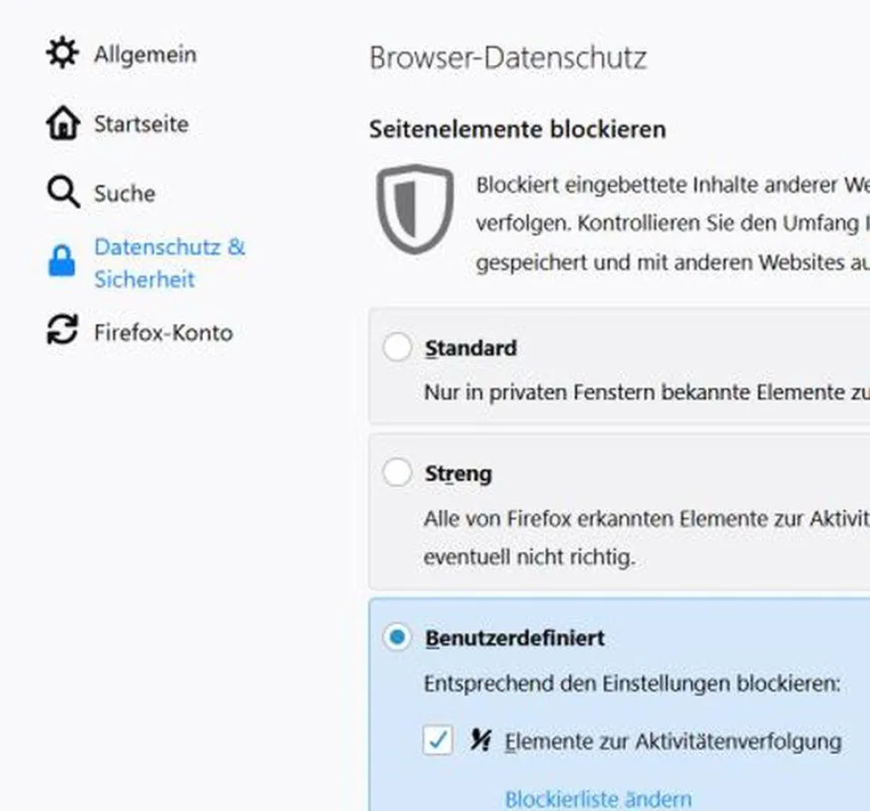 Einstellen der Sicherheit unter Windows