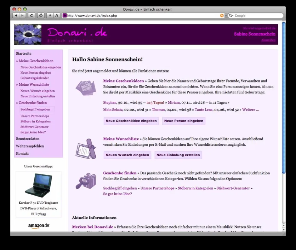 Homepage der neuen Webseite 'Donavi.de'