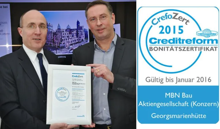 Bild: MBN Bau AG erhält "CrefoZert" zum dritten Mal in Folge