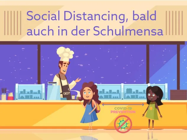 Bild: Essen in der Schulmensa zu Zeiten der Corona-Krise