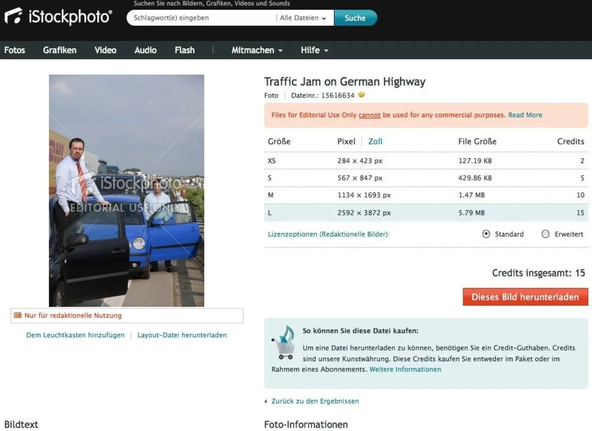 Beispiel für redaktionelle Bilder bei iStock: Autobahnstau auf der A2 bei Berlin. ©istock/kobalt