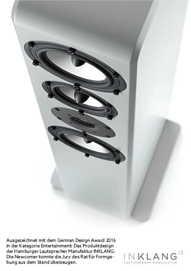 Mit dem German Design Award 2016 ausgezeichnet: Die Lautsprecher der Hamburger Manufaktur INKLANG.