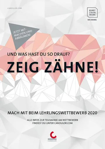 Bild: Ausschreibung zum 8. CANDULOR KunstZahnWerk Lehrlings-Wettbewerb 2020