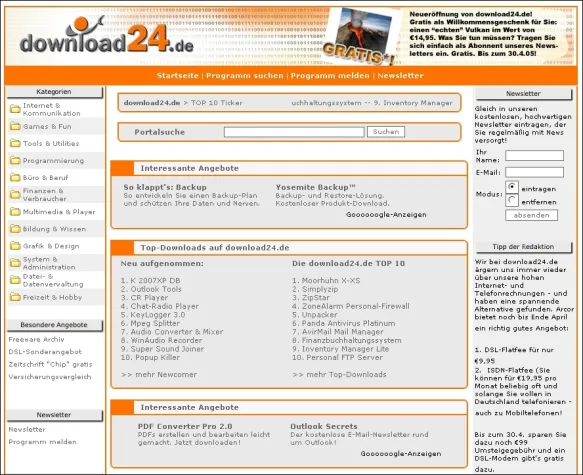 Download24.de: Drei Vollversionen versteckt Bild: Download24.de: Drei Vollversionen versteckt