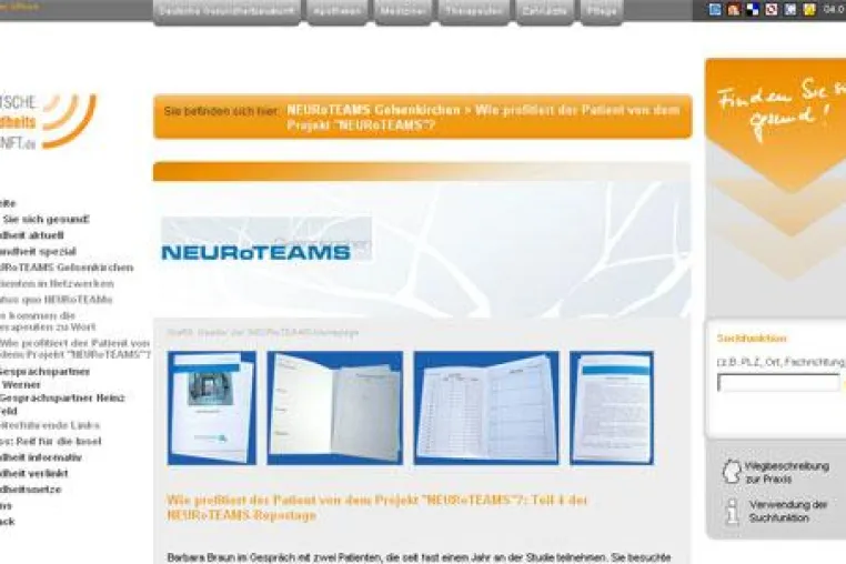 Bild: Deutsche Gesundheitsauskunft: Wie profitiert der Patient von dem Projekt "NEURoTEAMS"? - Teil 4 der Reportage