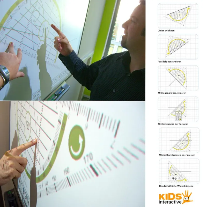 Das interaktive Geodreieck im Einsatz am Whiteboard
