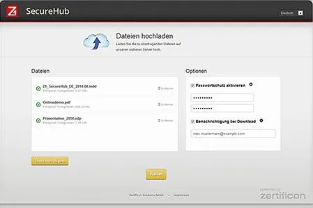 Bild: Z1 SecureHub 1.4 Release: Große Dateien einfach sicher übertragen