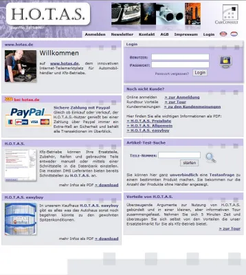Bild: hotas.de jetzt mit PayPal / grafische Teileidentifizierung um VW erweitert