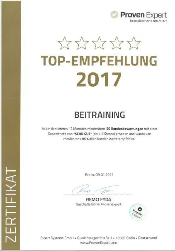 BEITRAINING Top Empfehlung 2017