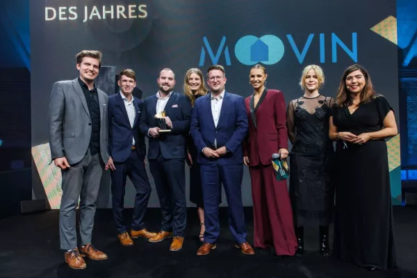 moovin Immobilien GmbH gewinnt den Deutschen Immobilienpreis 2024 als „Makler des Jahres“ Bild: moovin Immobilien GmbH gewinnt den Deutschen Immobilienpreis 2024 als „Makler des Jahres“