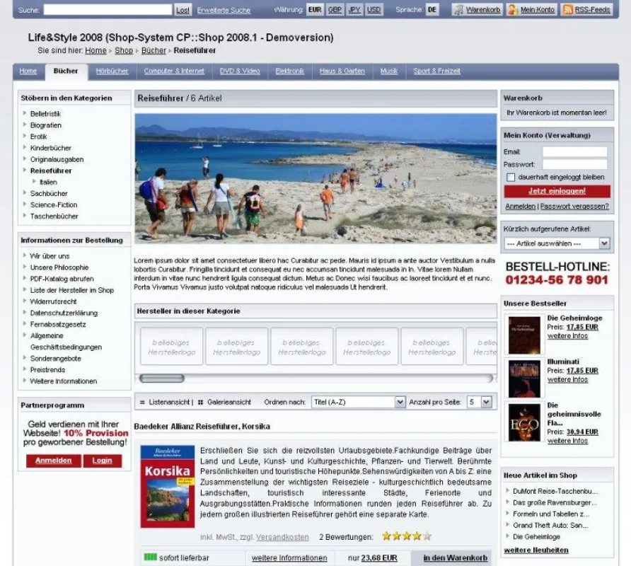 Online-Shop auf der Basis der Shop-Software CP::Shop