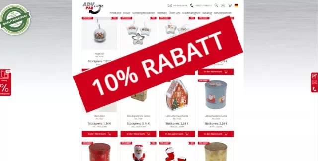 Bild: Festliche Dosen von ADV PAX Lutec - 10% Rabatt bis 14.12.