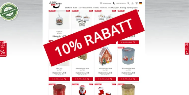 Festliche Dosen von ADV PAX Lutec - 10% Rabatt bis 14.12. Bild: Festliche Dosen von ADV PAX Lutec - 10% Rabatt bis 14.12.
