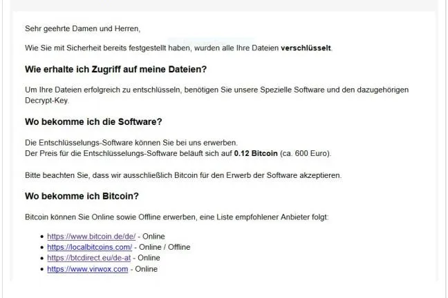 Bild: Ordinypt Wiper PC Virus. Gefälschte E-mails, Bewerbungen und Lebensläufe.