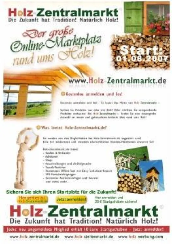Holz-Zentralmarkt - Newsletter zum Start des neuen Online-Holzmarktplatzes