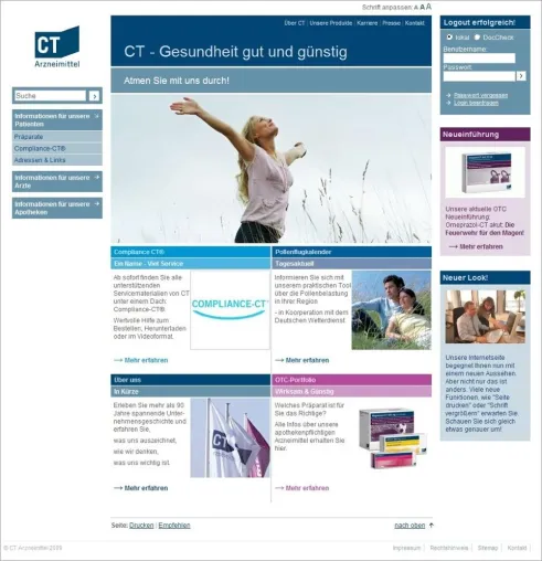 Bild: CT Arzneimittel zieht neue Seiten auf - Frisches Design und neue Funktionen für ct-arzneimittel.de
