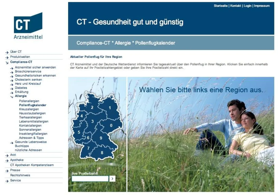Wichtig für gezielte Prophylaxe: tagesaktueller Pollenflugkalender unter www.ct-arzneimittel.de