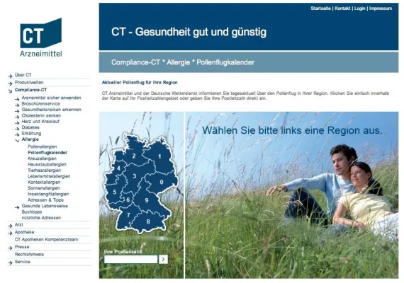 Bild: Wissen, was auf Allergiker zukommt - tagesaktuelle Pollenflugvorhersage unter ct-arzneimittel.de