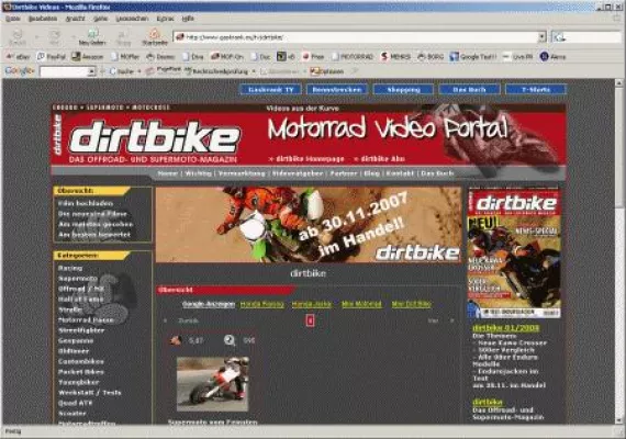 Bild: dirtbike präsentiert sich auf Gaskrank TV
