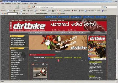 Bild: dirtbike präsentiert sich auf Gaskrank TV