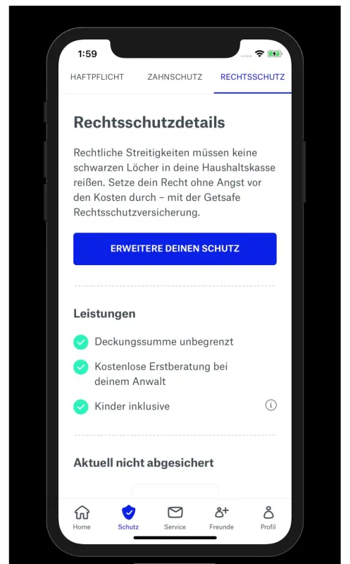 Rechtsschutzversicherung per App