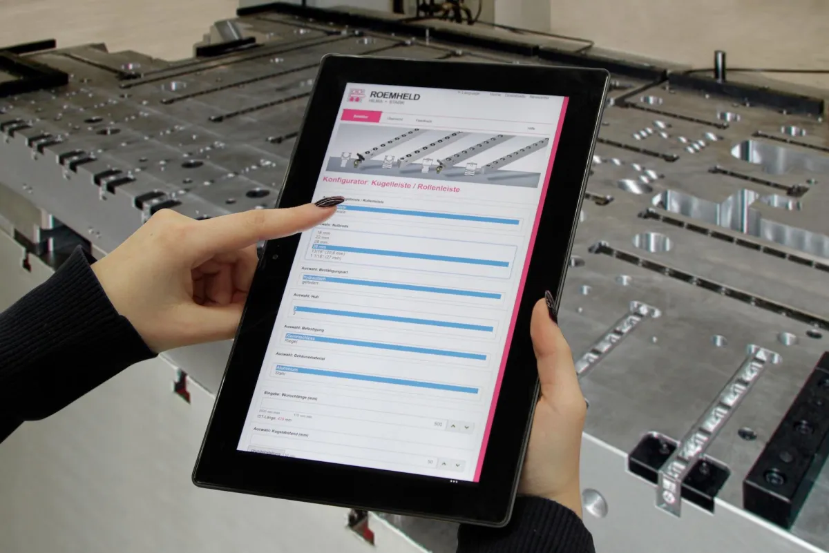 Online-Konfigurator für Rollen- und Kugelleisten (Foto: ROEMHELD)