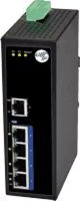 Bild: 5 Port Industrial Ethernet Switch nach IEEE 802.3at/af Standard bei 24V DC Versorgung im Schaltschrank