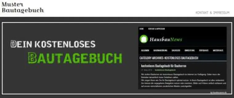 Bild: Kostenloses Bautagebuch auf einem Hausbau-Portal