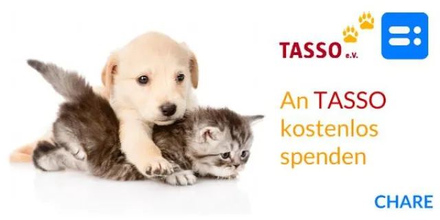 Zukünftig freuen sich TASSO und Tiere auf Spenden durch CHARE Bild: Zukünftig freuen sich TASSO und Tiere auf Spenden durch CHARE