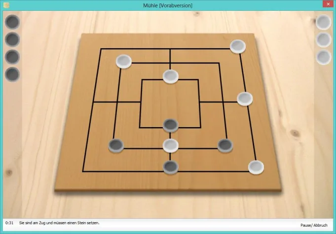 Bild: Der Brettspiel-Klassiker "Mühle" als Vorabversion