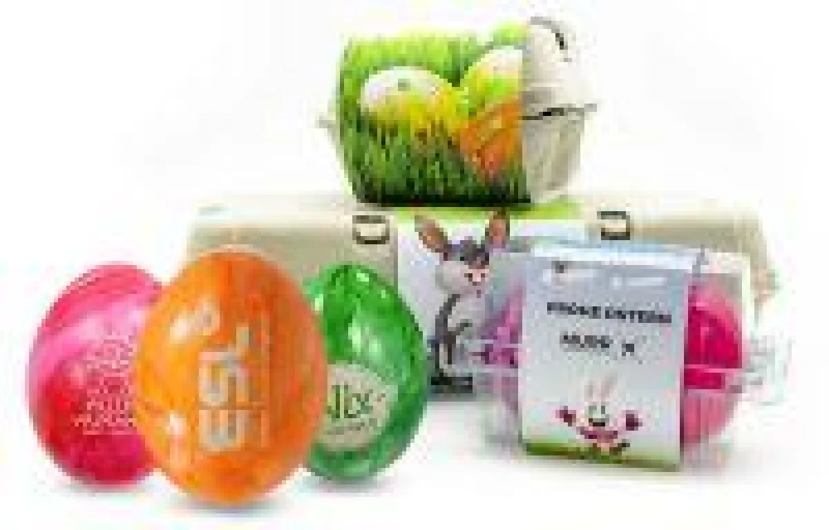 Bedruckte Ostereier mit Logo