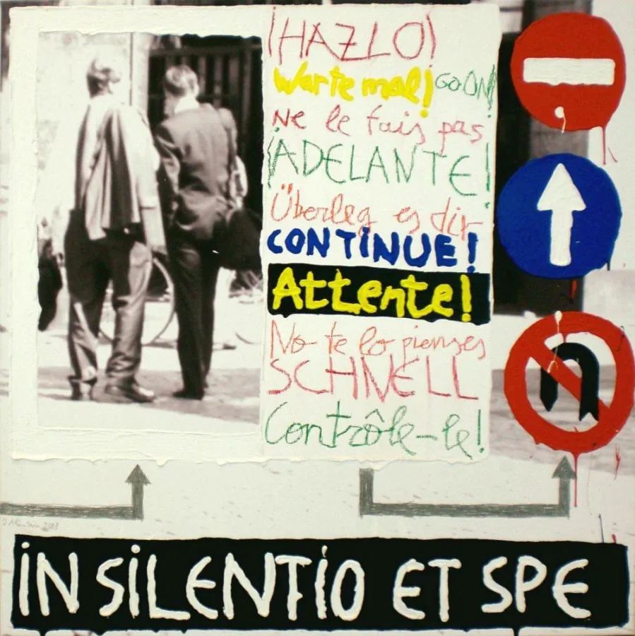 David Alcántara: In Silentio et Spe, 2008. Acryl auf Leinwand, 95 x 95 cm