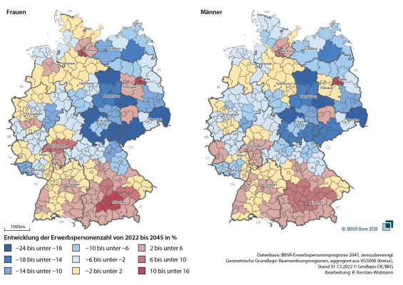 Bild: BBSR-Prognose: Regionale Unterschiede beim Arbeitskräfteangebot nehmen zu