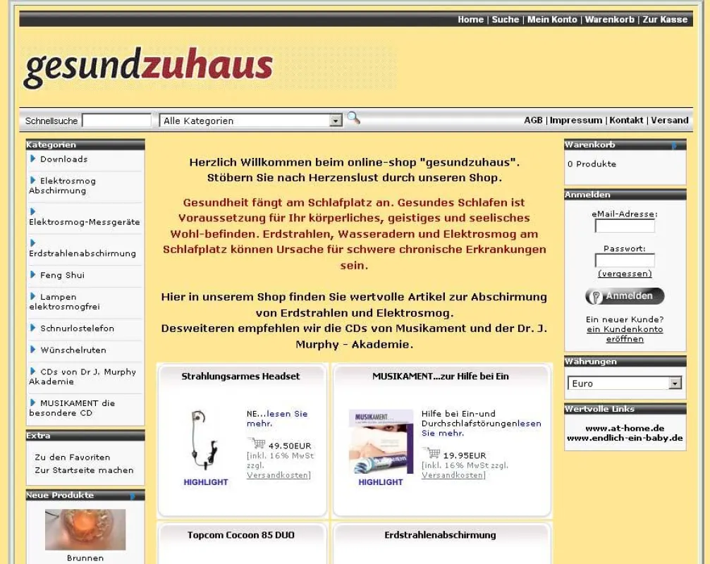 www.gesundzuhaus.de - der neue Webshop von athome baubiologie.