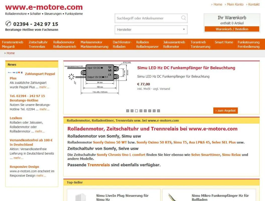 Zahlungsart Papal Plus jetzt bei www.e-motore.com