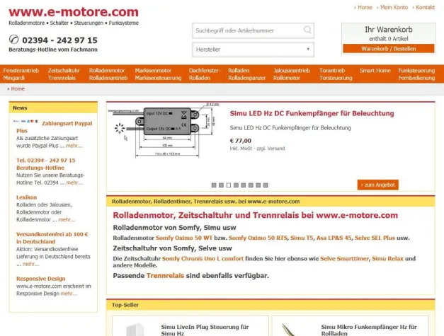 Bild: Zahlungsart Papal Plus jetzt bei www.e-motore.com