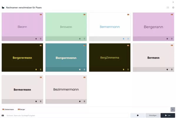 Bild: Online-Tool zum Nachnamen-Verschmelzen für Paare