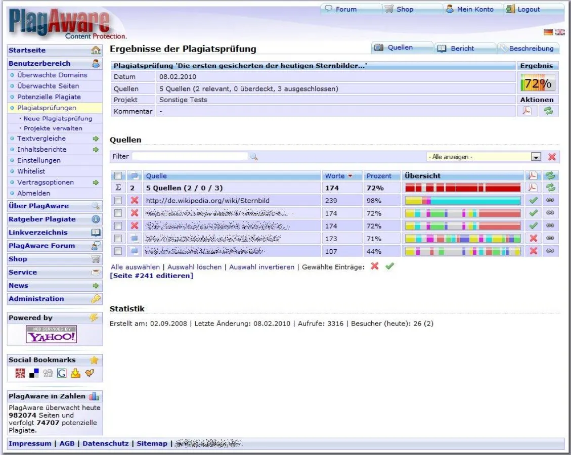 Erstellung und Nachbearbeitung einer Plagiatsprüfung mit PlagAware
