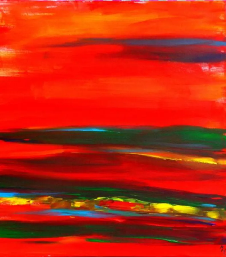 Rote Komposition von Manfred Häfner, 50x50 cm