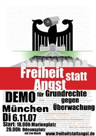 Bild: Demonstration "Freiheit statt Angst - für Grundrechte, gegen Überwachung" in München am 6.11.