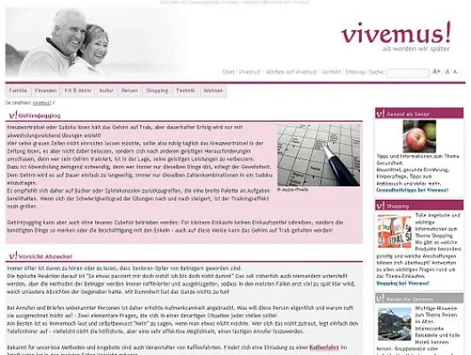 Bild: Vivemus - Neues Internetportal für Senioren
