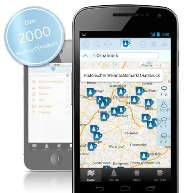 Weihnachtsmärkte 24-App für iOS und Android