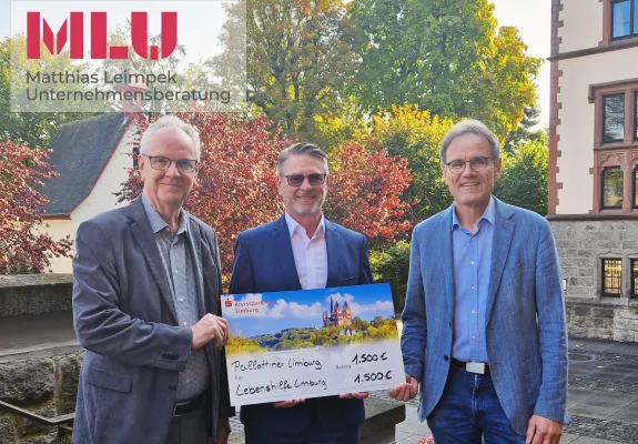MLU feiert Jubiläum mit Spendenaktion: 3.000 Euro für Pallottiner und Lebenshilfe Limburg Bild: MLU feiert Jubiläum mit Spendenaktion: 3.000 Euro für Pallottiner und Lebenshilfe Limburg